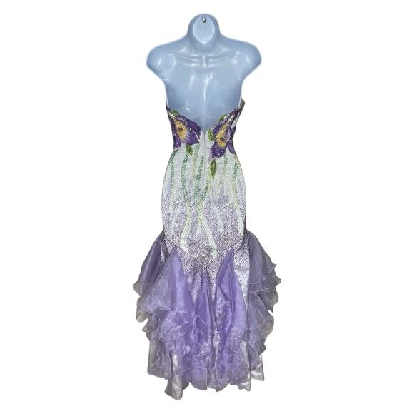 Cassandra Stone Sz 2 Prom Pageant HOCO Long Mermaid Purple Fitted Dress Sequin - Picture 6 of 12